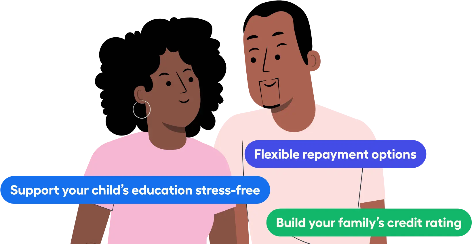 Parents and children celebrating affordable tuition financing success