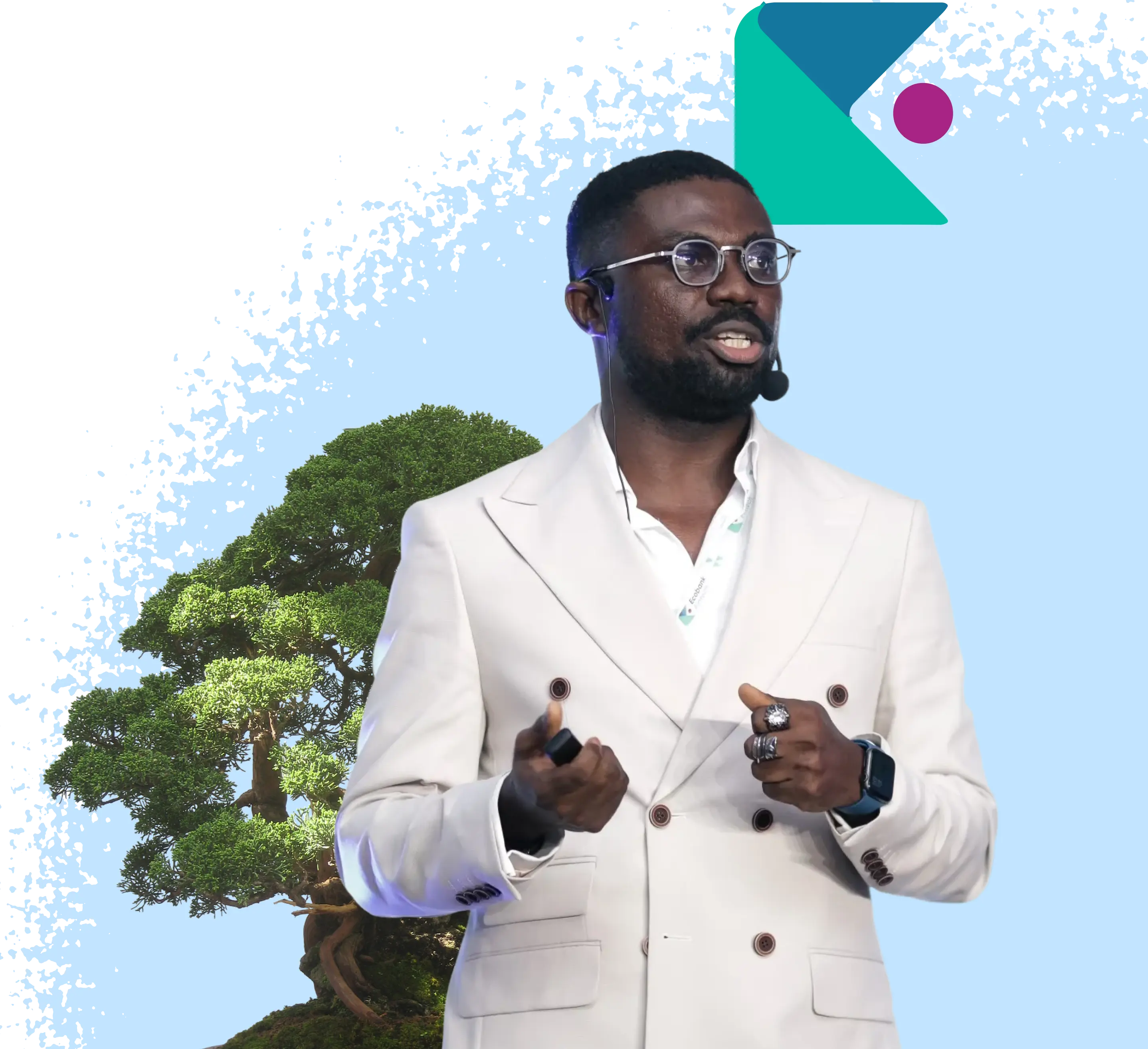 Pierre speaking at an event