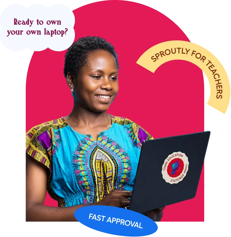 Teacher using laptop in classroom